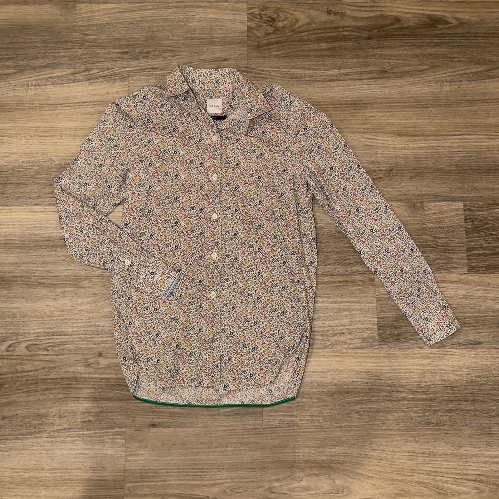 Paul Smith Floral Button Down Shirt Womens IT 38 Multicolor Cotton Made Italy‎